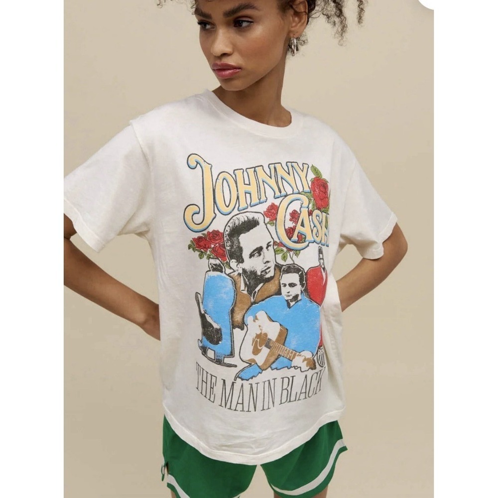 Daydreamer LA "A Man Comes Around" Johnny Cash Short Sleeve T-shirt White Size S